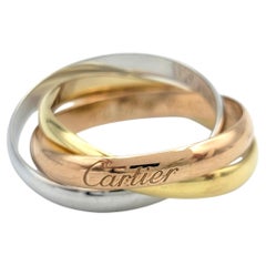 Cartier Small Model Trinity Band Ring in Tri-Tone 18 Karat Gold with Box