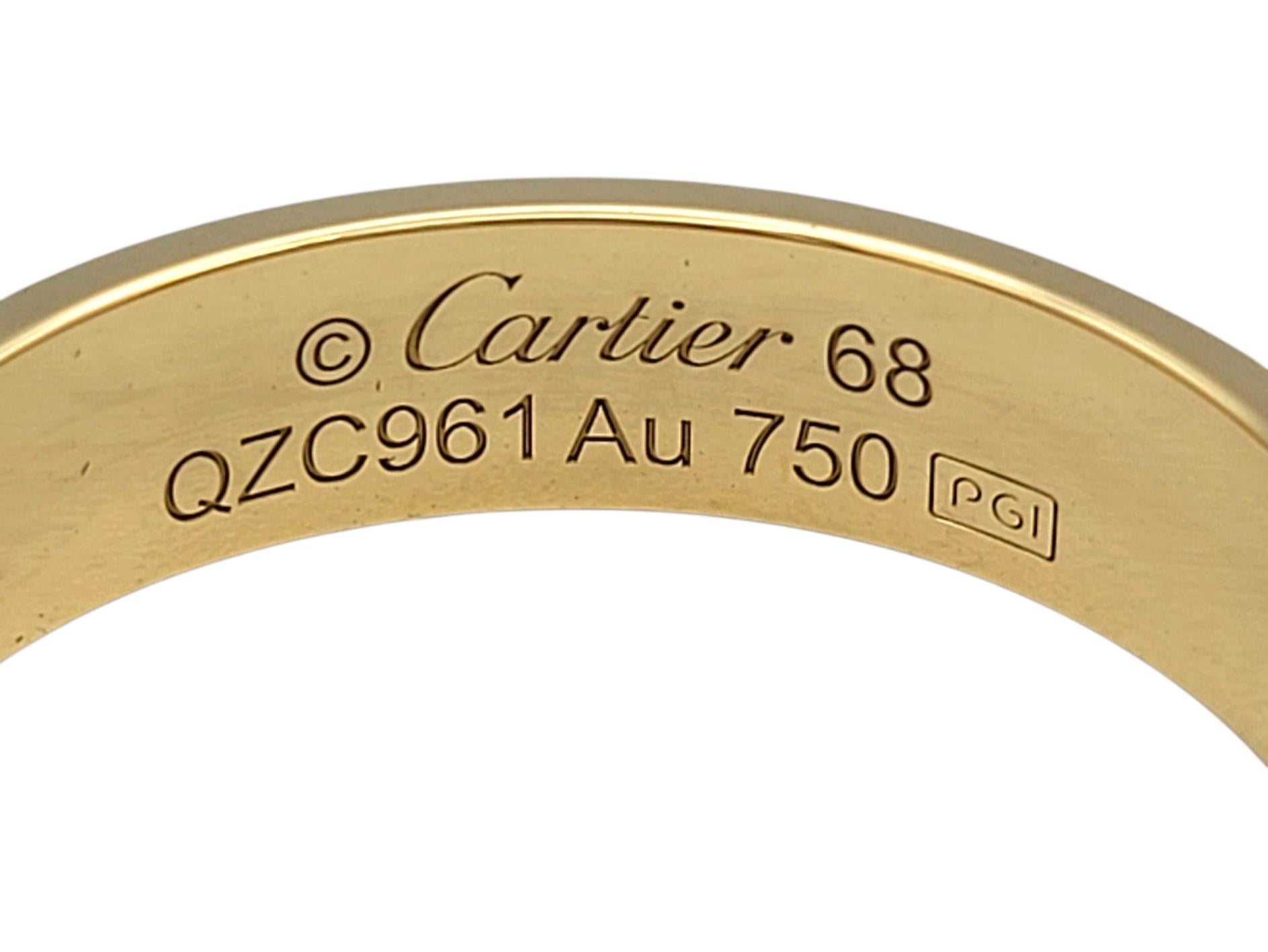 Anello Cartier Small Model Unisex Love Band in oro giallo 18 carati, misura 68 in vendita 3