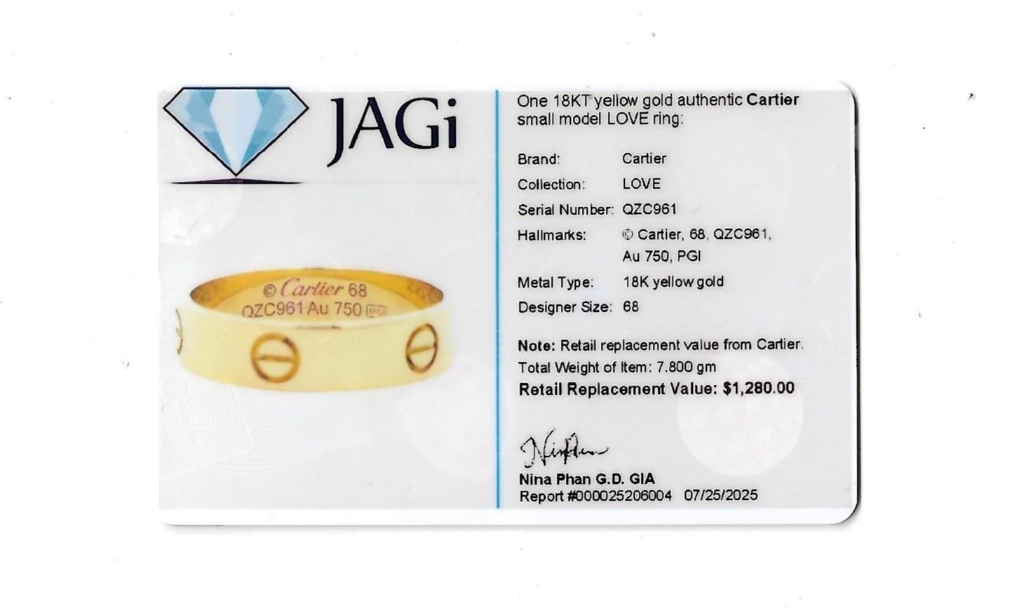Anello Cartier Small Model Unisex Love Band in oro giallo 18 carati, misura 68 in vendita 5