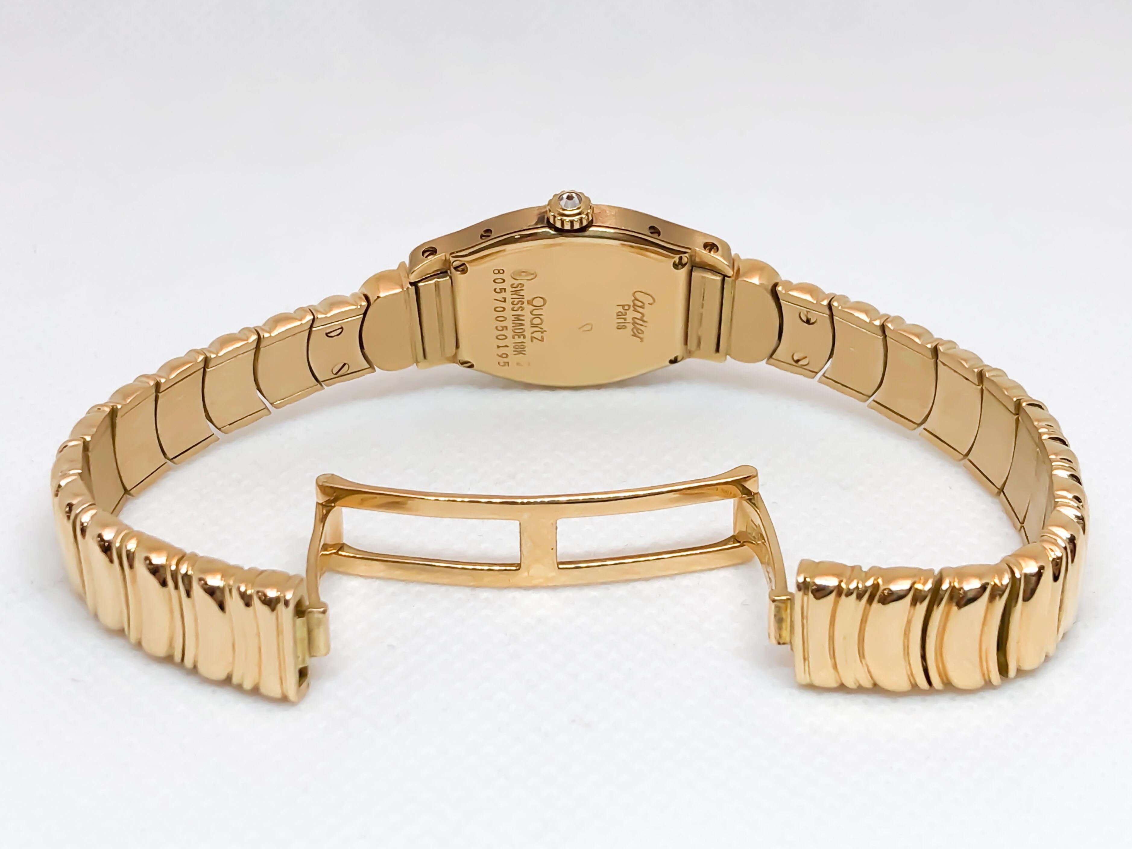 Cartier Small Tortue Diamond Case and Crown on Bracelet In Excellent Condition In Carmel-by-the-Sea, CA