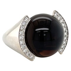 Cartier Smoky Quartz Diamond 18k White Gold Cocktail Ring - Size 6
