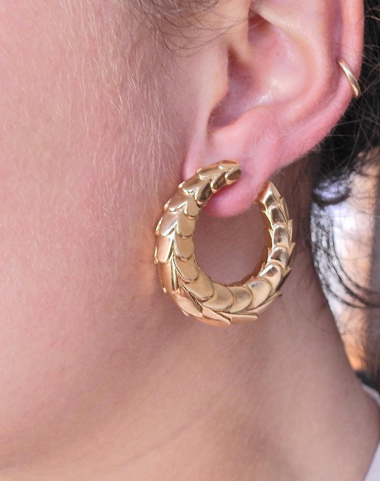 Cartier Snake Skin Gold Hoop Earrings