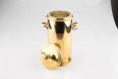 Cartier Solid 14k Yellow Gold and Glass Very Rare Vintage Lidded Ice Bucket
