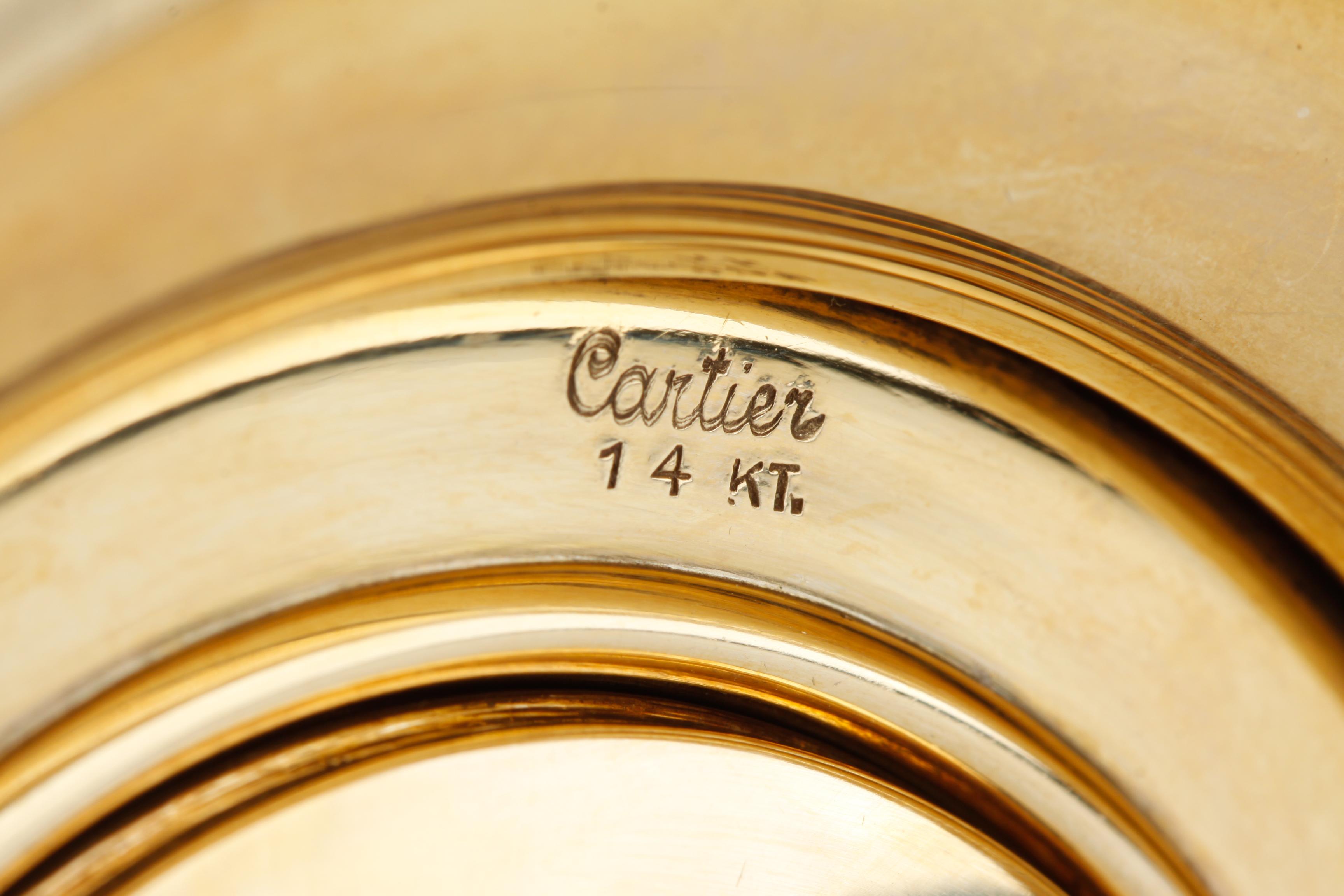 Moderne Seau à glace à couvercle à couvercle vintage très rare en or jaune 14 carats massif et verre Cartier en vente