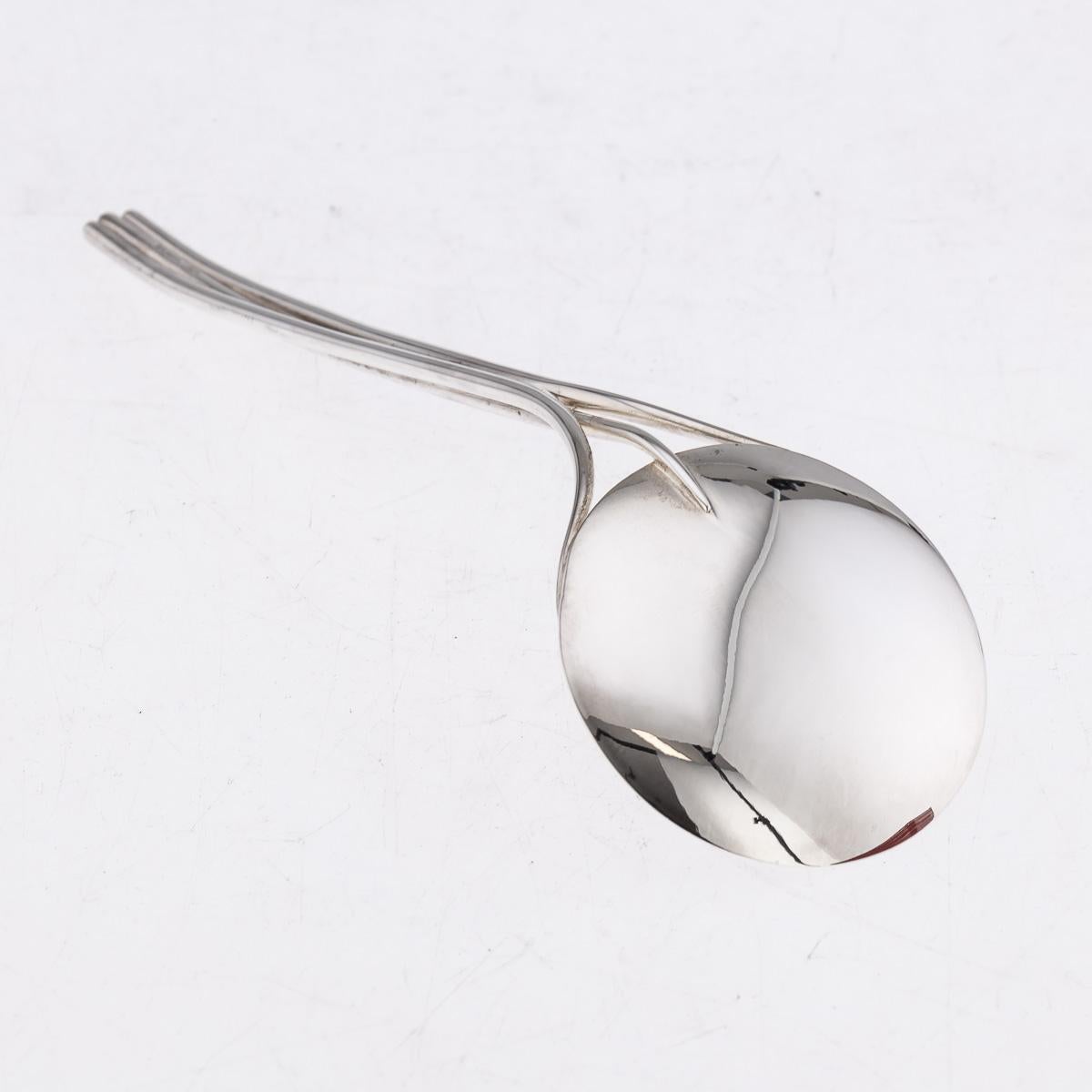 Cartier Solid Silver & Glass Caviar Bowl & Serving Spoon Set, с.1990 For Sale 1