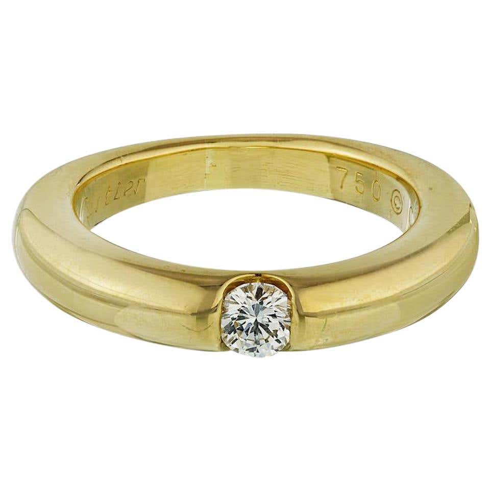 Cartier Solitaire 0.25 Carat Round Cut Diamond Ring 18 Karat Yellow ...