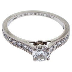 Cartier Solitaire 1895 0.50 ct Diamond Platinum Ring Size 52