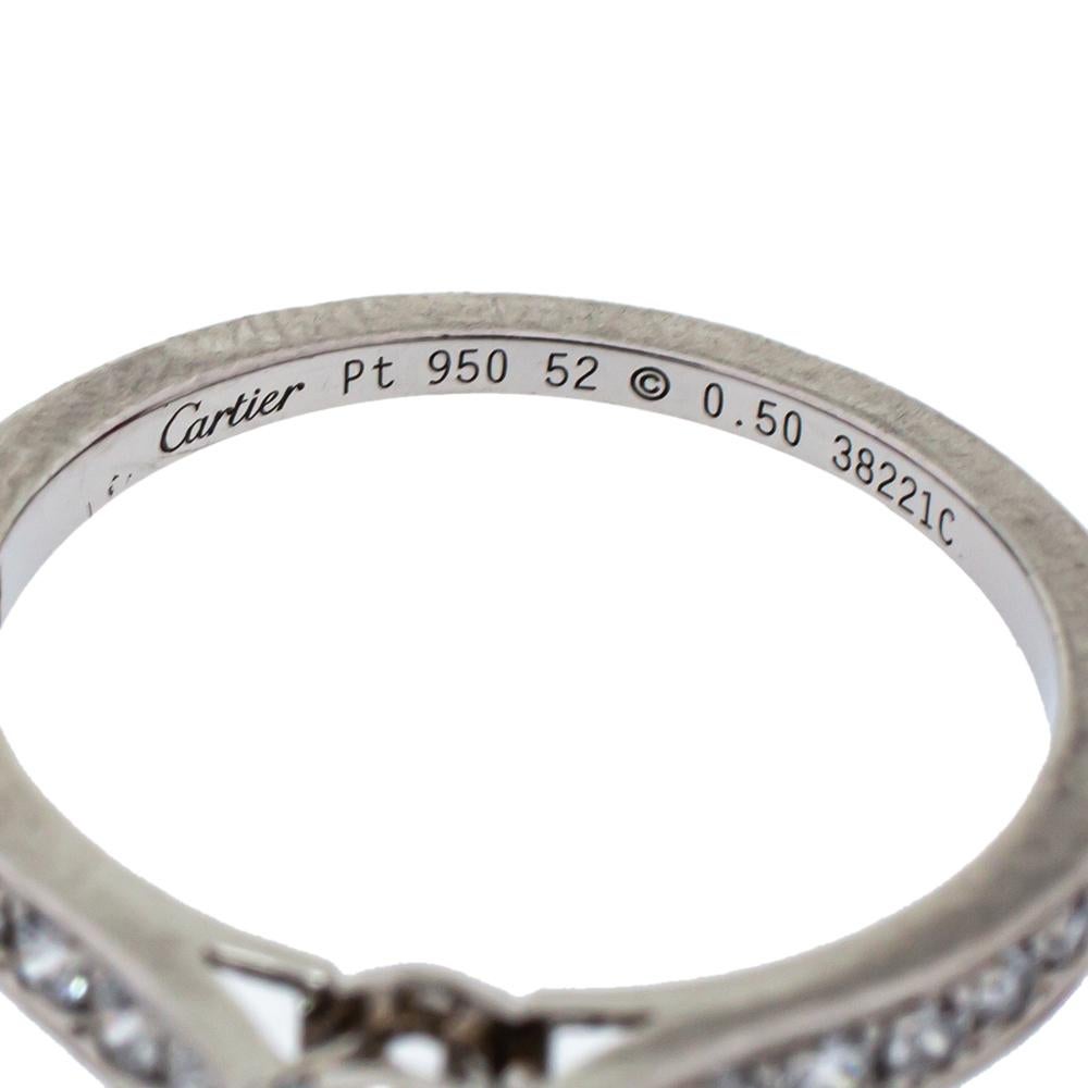 Women's Cartier Solitaire 1895 0.50 ct Diamond Platinum Ring Size 52