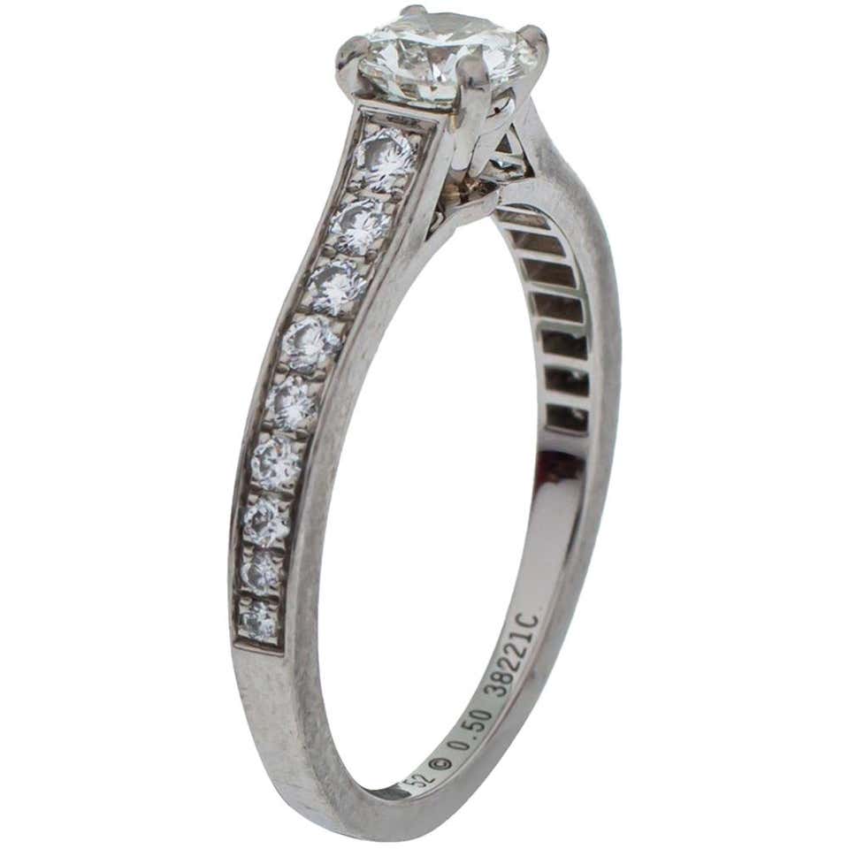 Cartier Solitaire 1895 0.50 ct Diamond Platinum Ring Size 52 at 1stDibs