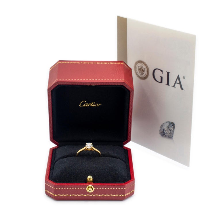 Cartier Solitaire 1895 18k Yellow Gold GIA 0.80ct Round Diamond ...