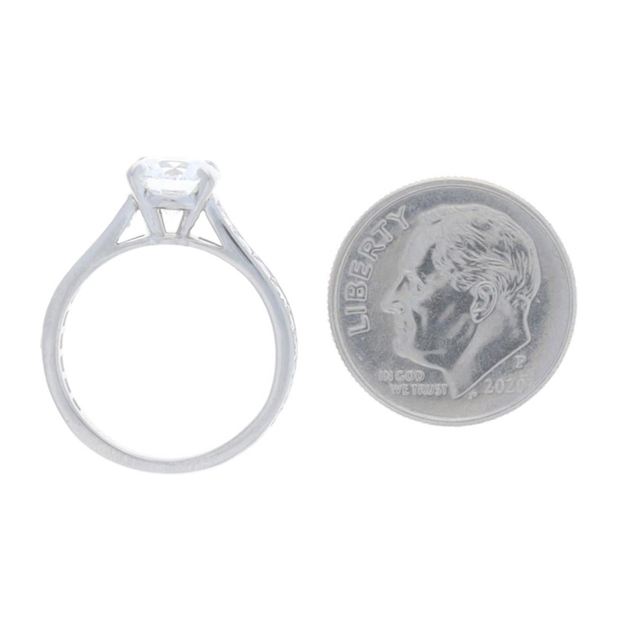 Round Cut Cartier Solitaire 1895 Classic Pavé Diamond Engagement Ring Platinum 1.69ctw GIA For Sale