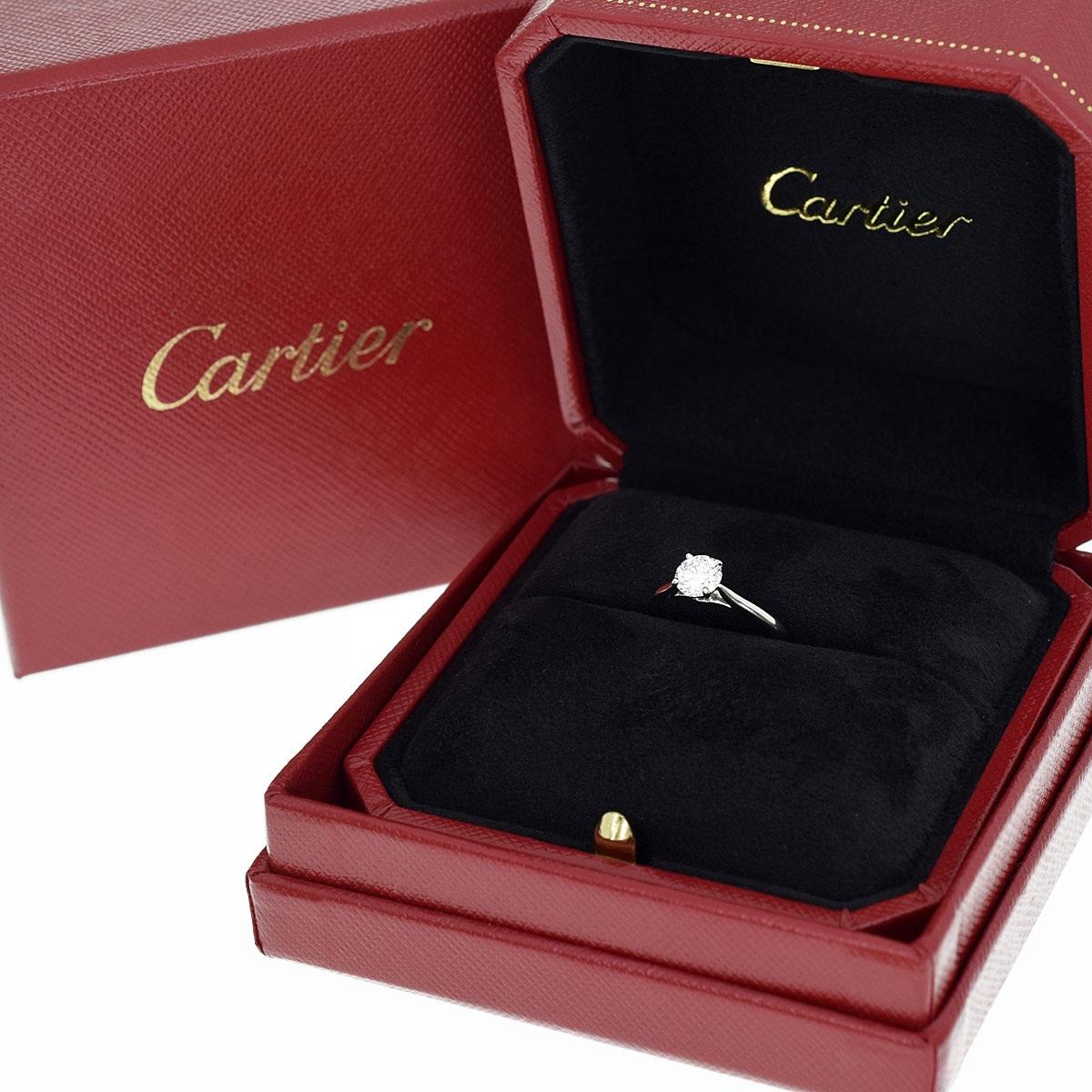 Cartier Solitaire 1895 Diamond 0.66ct G-VVS2 Platinum Ring US 4 4/3 For Sale 2