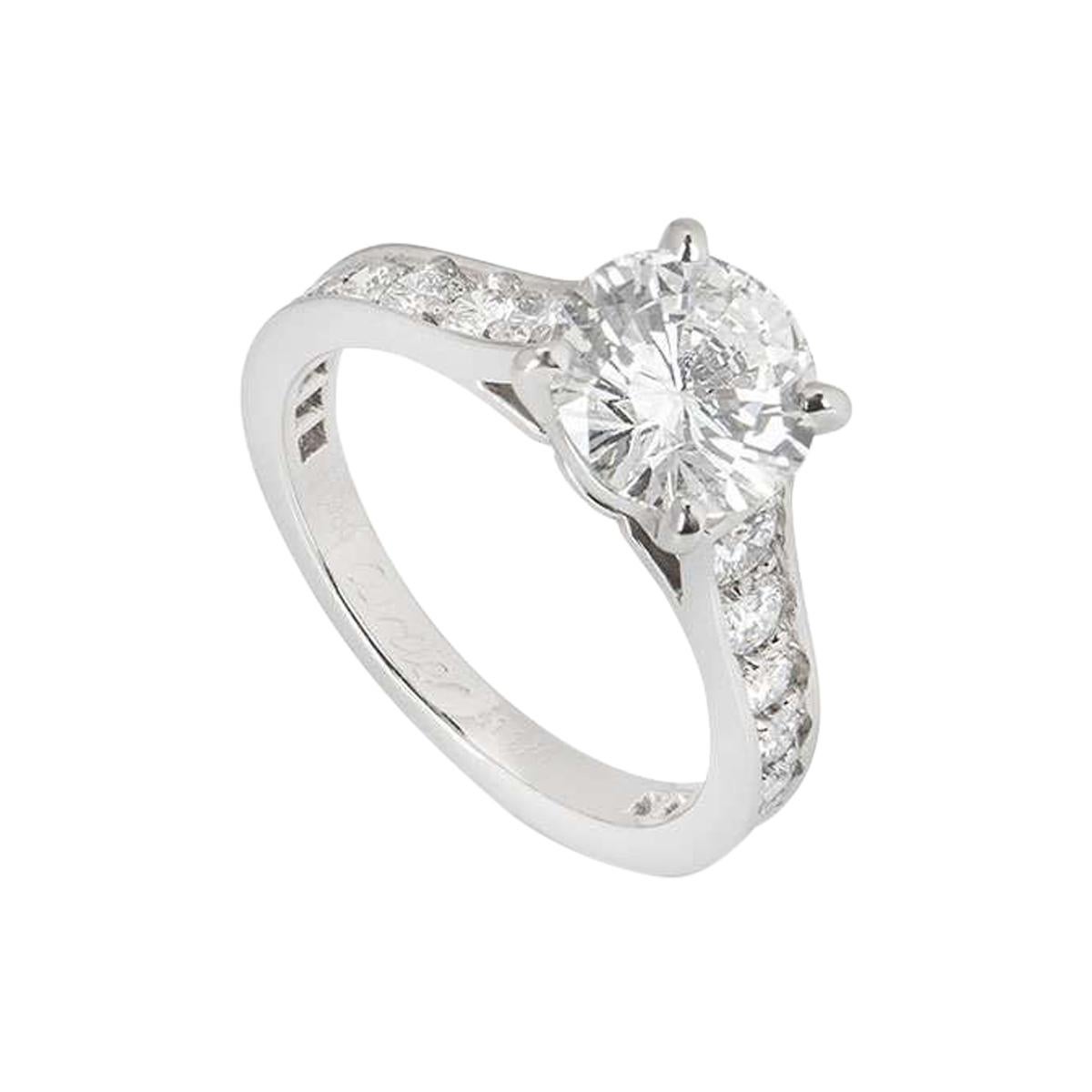Anillo de diamantes Cartier Solitario 1895 1,70ct G/VVS1 Certificado GIA