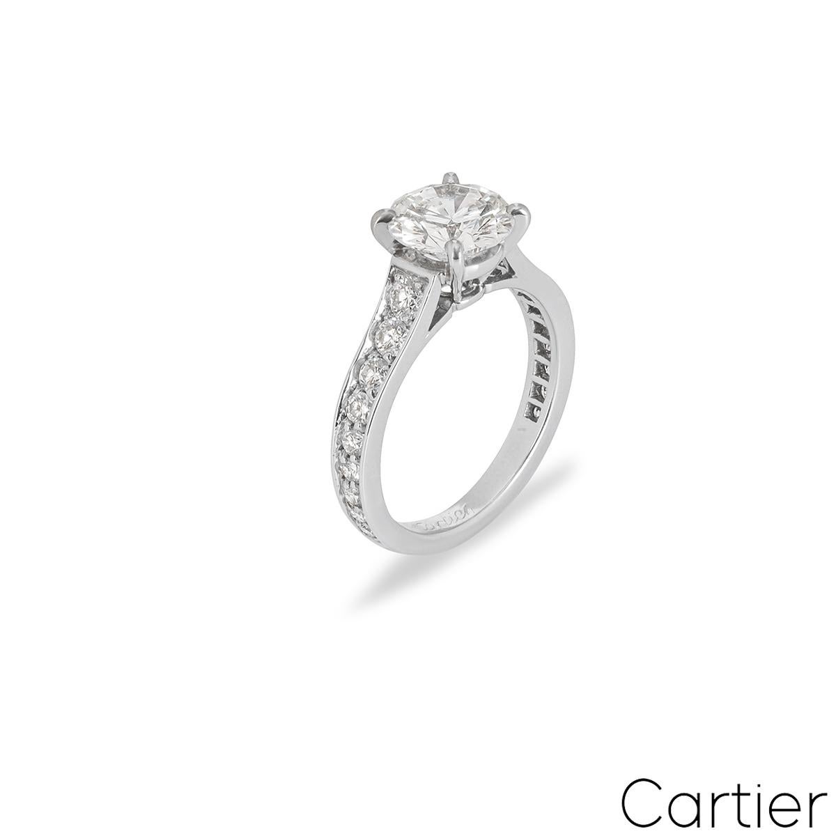 Taille ronde Cartier, bague solitaire 1895 diamant 1,70 carat G/VVS1 certifiée GIA  en vente