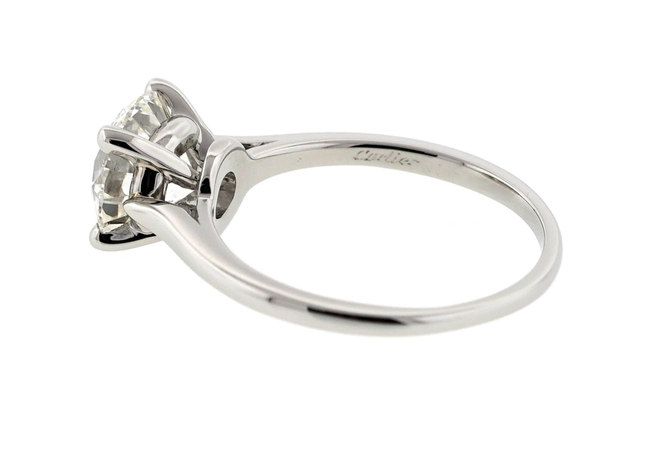 Cartier Solitär 1895 Verlobungsring 2,08 Karat in der Mitte HVS1 (Rundschliff)