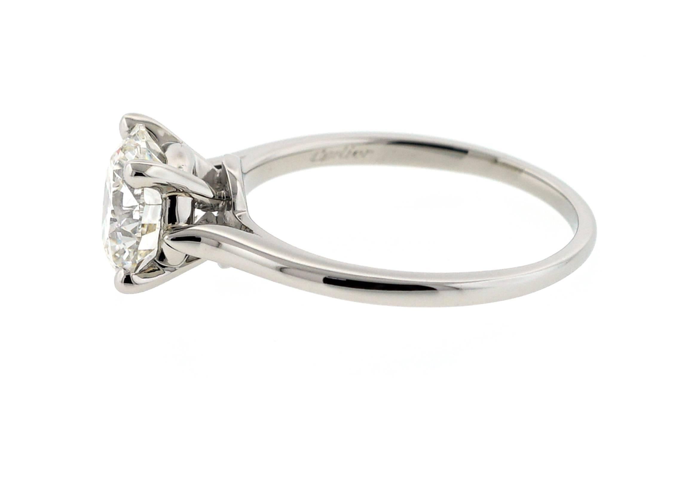 Cartier Solitaire 1895 Engagement Ring 2.08 Carat Center HVS1 In New Condition In Chicago, IL