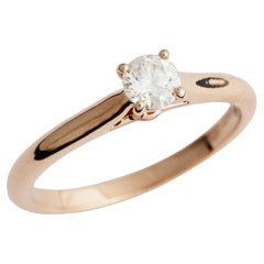 Cartier, Anello solitario in oro rosa 1895 con diamante taglio rotondo GIA 0,27 carati F/VVS2