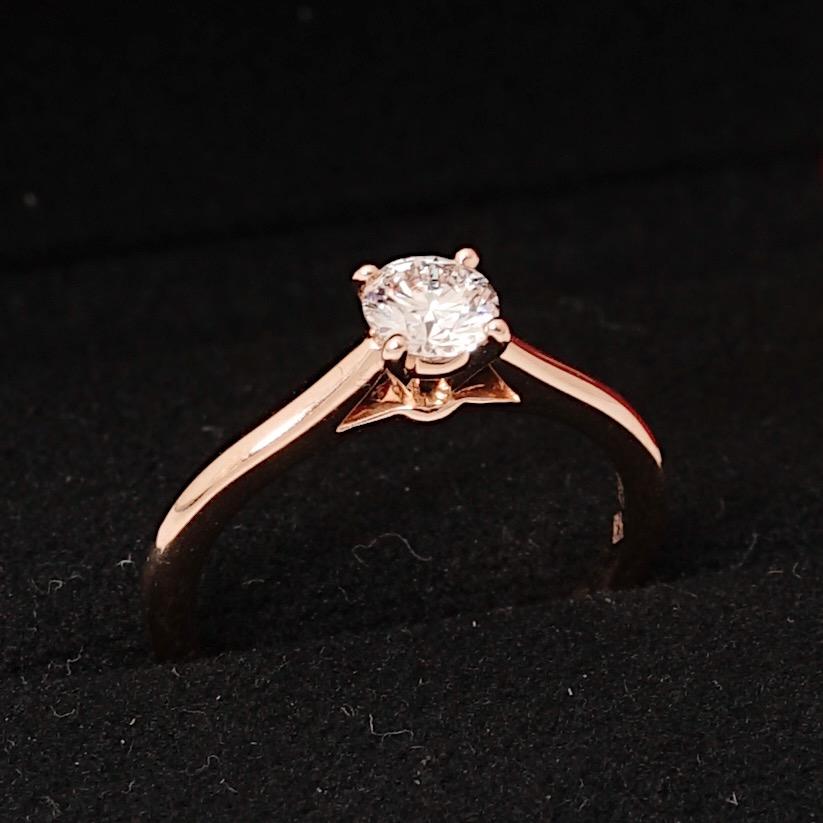 Cartier, Solitär 1895 Rosa Gold Rundschliff GIA 0,40 Karat D/IF Diamantring im Zustand „Hervorragend“ in Paris, FR