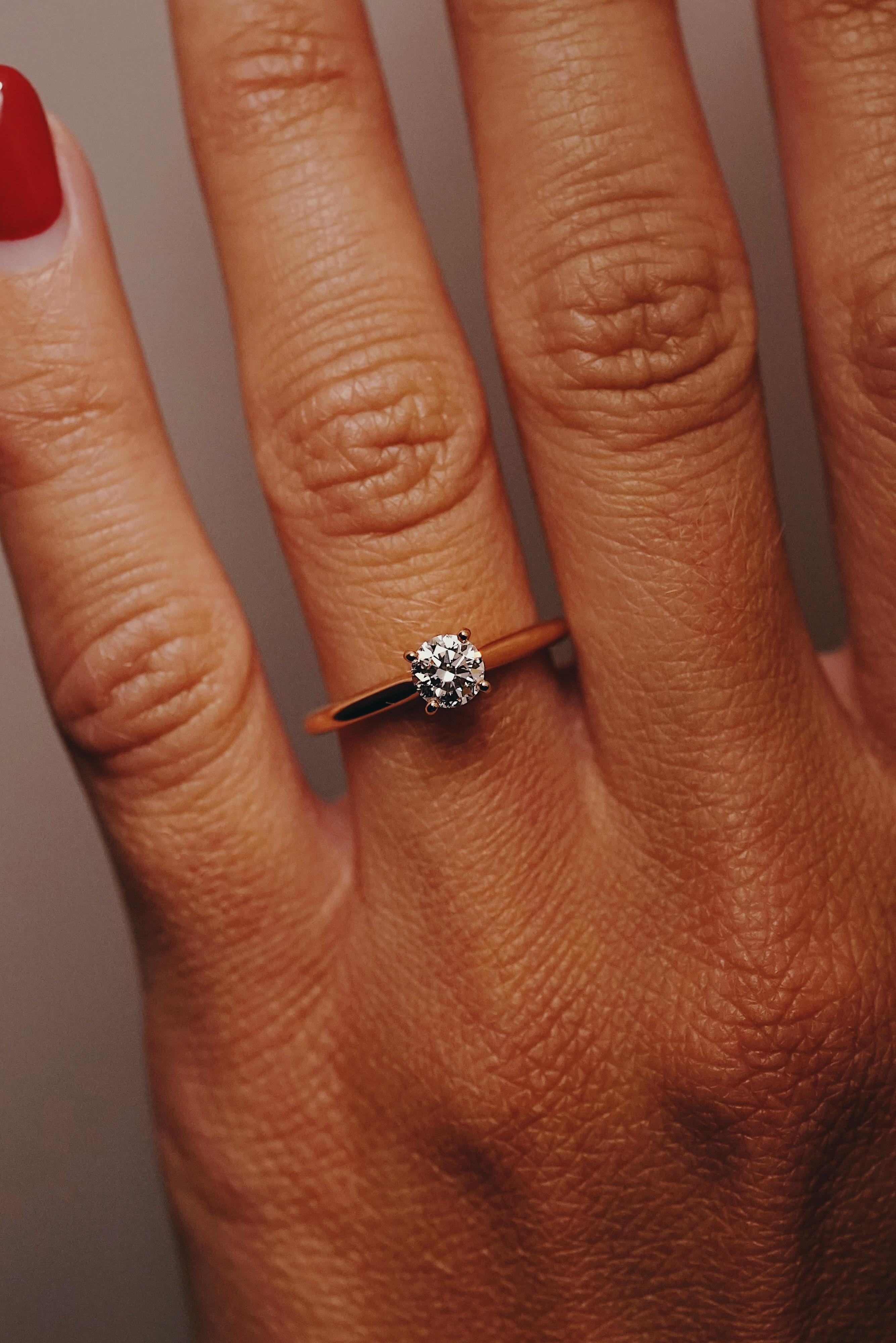 Cartier, Solitär 1895 Rosa Gold Rundschliff GIA 0,40 Karat D/IF Diamantring Damen