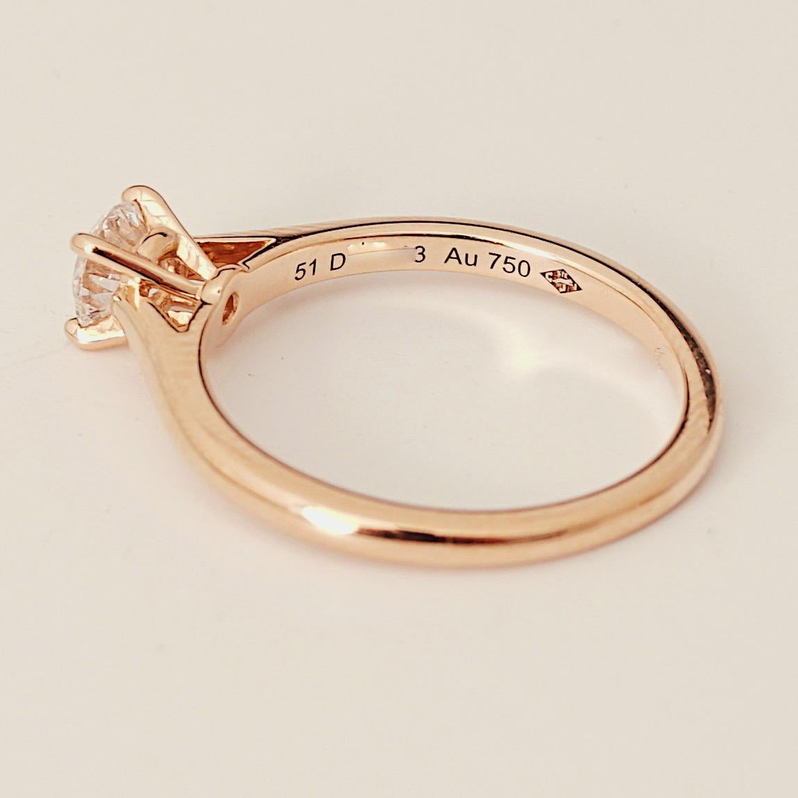 Cartier, Solitär 1895 Rosa Gold Rundschliff GIA 0,40 Karat D/IF Diamantring 2