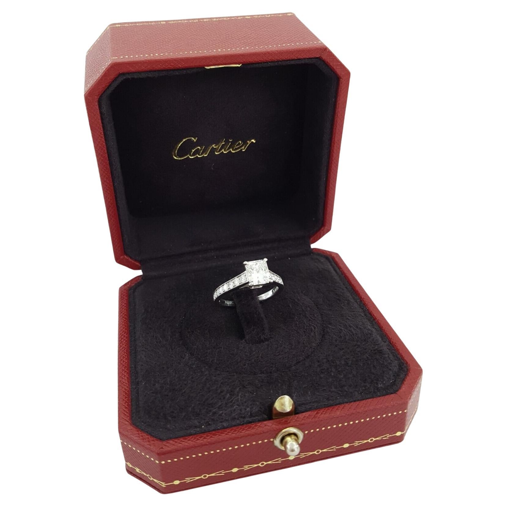 Modern Cartier Solitaire 1895 Platinum Radiant Brilliant Cut Diamond Engagement Ring For Sale