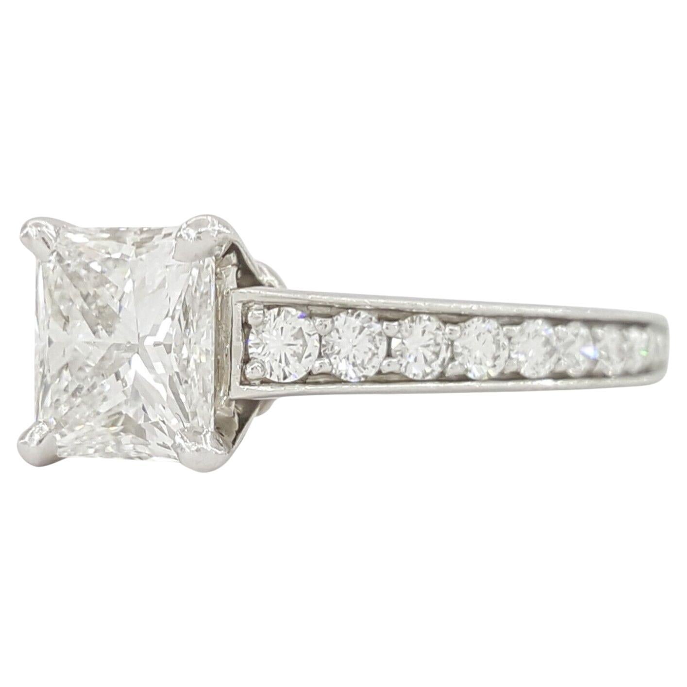 Radiant Cut Cartier Solitaire 1895 Platinum Radiant Brilliant Cut Diamond Engagement Ring For Sale