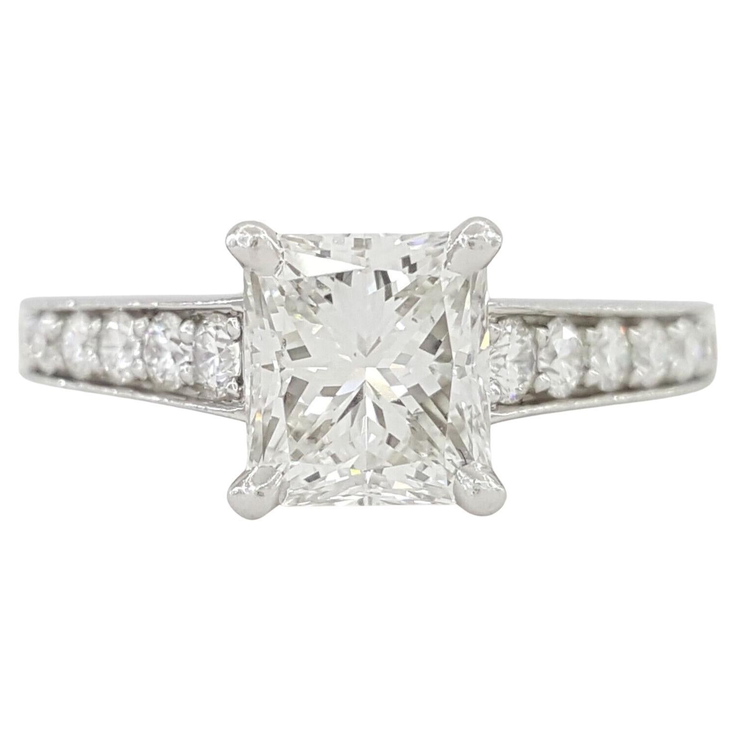 Cartier Solitaire 1895 Platinum Radiant Brilliant Cut Diamond Engagement Ring For Sale