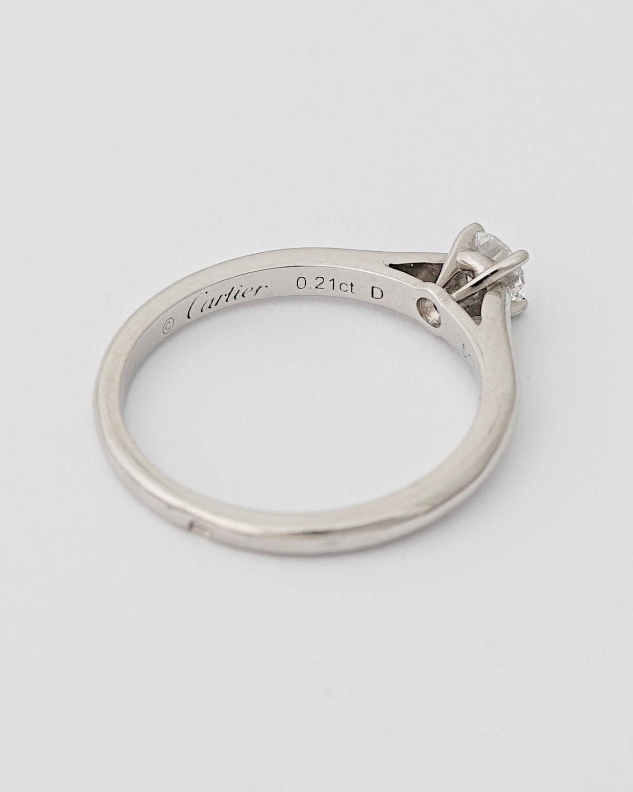 Cartier, Solitario 1895 Anillo de diamantes talla redonda GIA 0,21 quilates E/VVS2 1