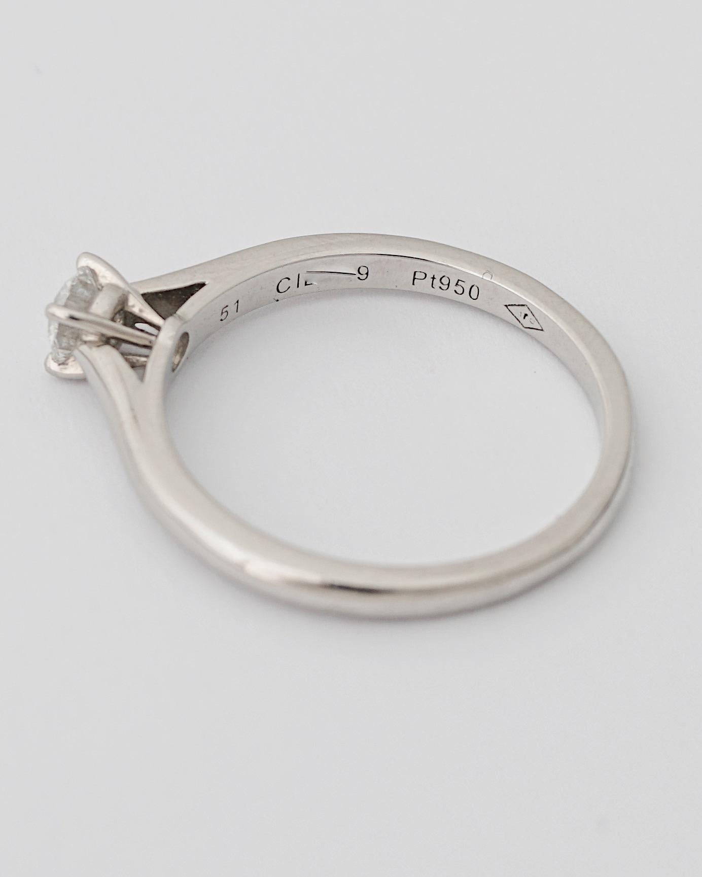 Cartier, Solitario 1895 Anillo de diamantes talla redonda GIA 0,21 quilates E/VVS2 2