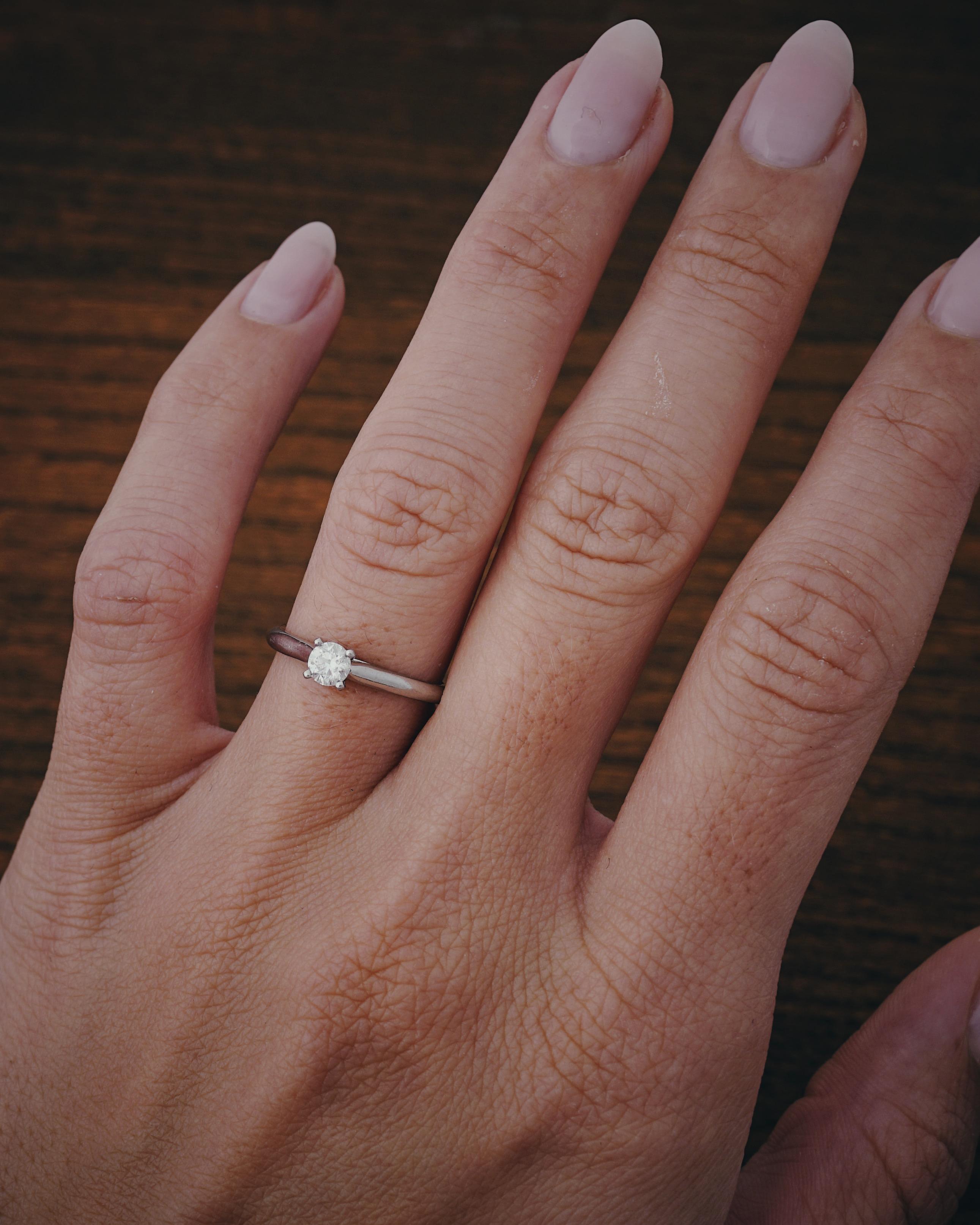 Women's Cartier, Solitaire 1895 Round Cut GIA 0.23 Carat D/VVS2 Diamond Ring For Sale