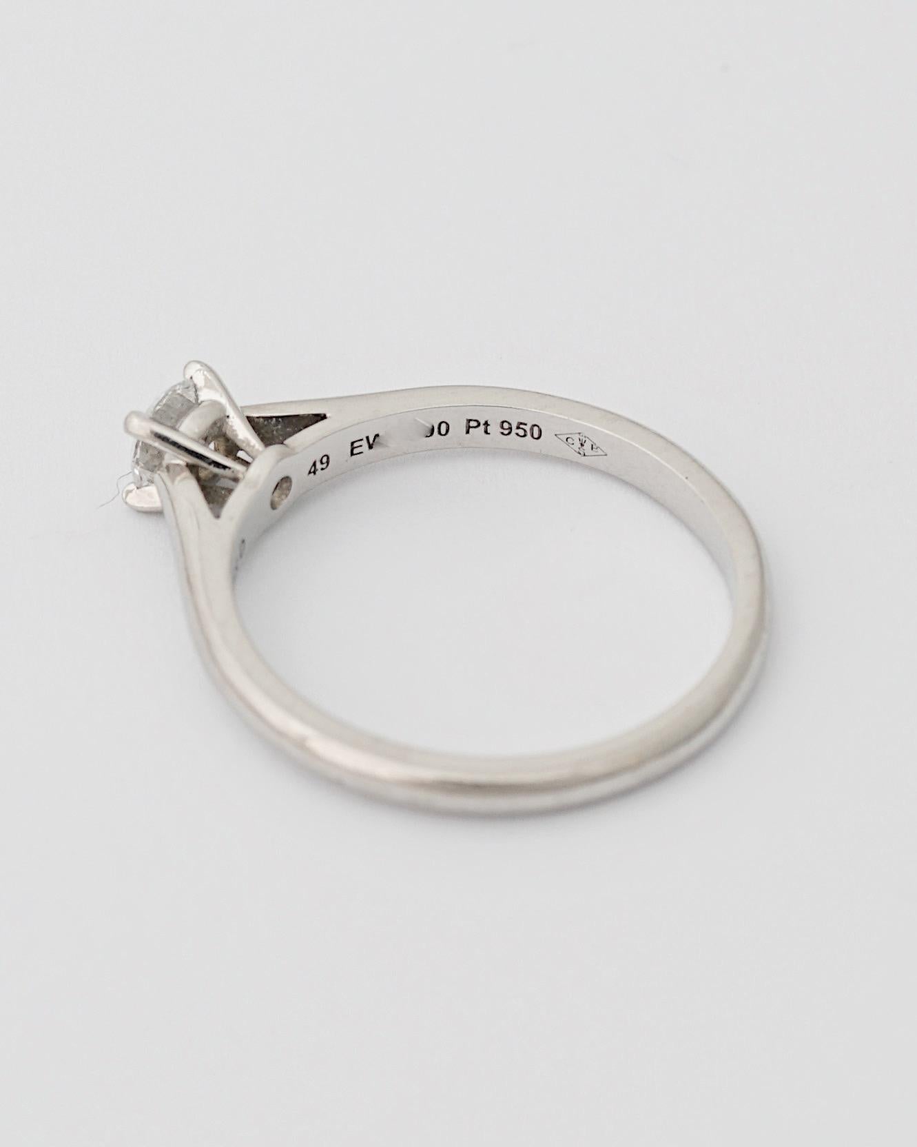 Cartier, Solitaire 1895 Round Cut GIA 0.23 Carat D/VVS2 Diamond Ring For Sale 3