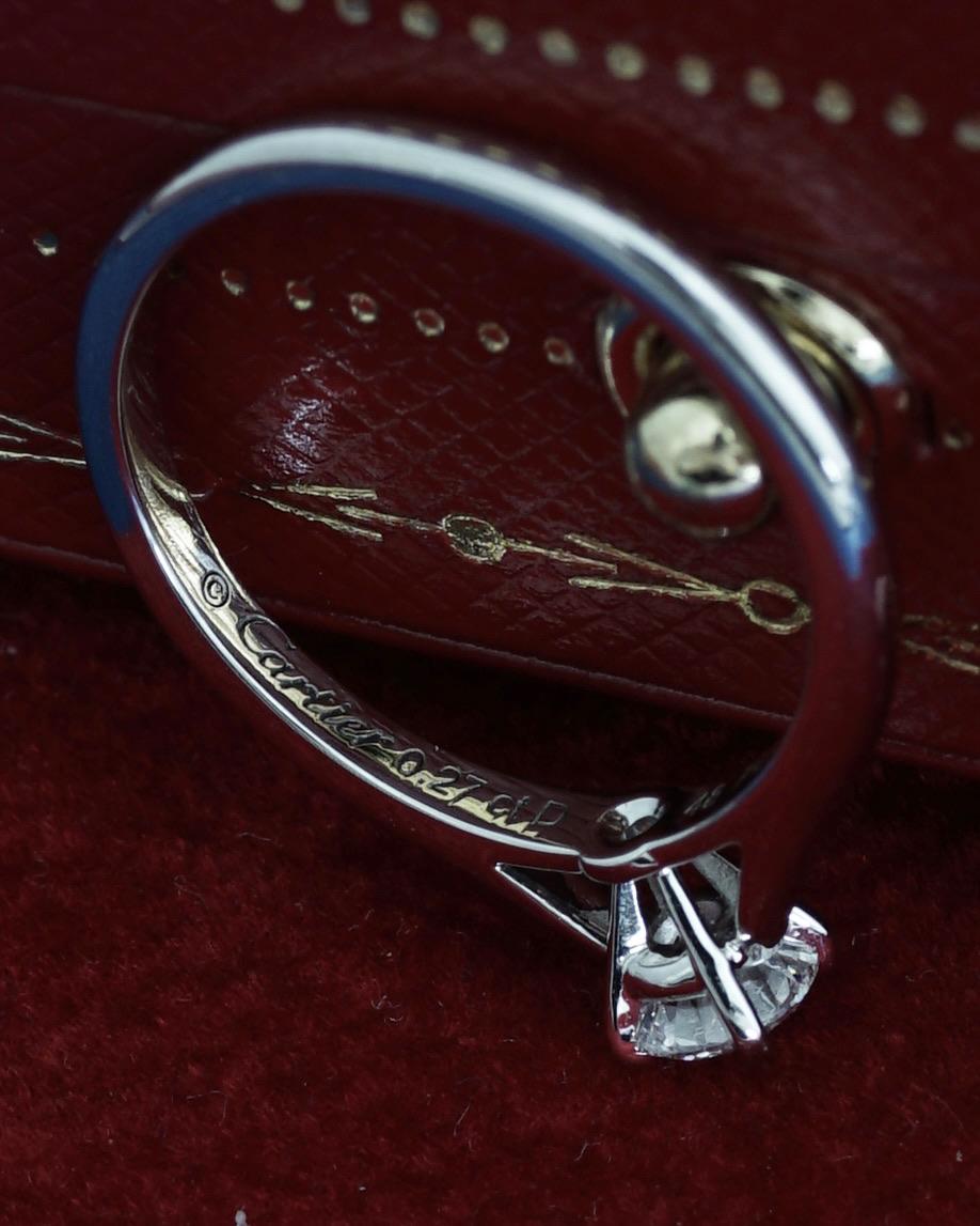 Cartier, Solitaire 1895 Round Cut GIA 0.27 Carat F/VVS2 Diamond Ring For Sale 3