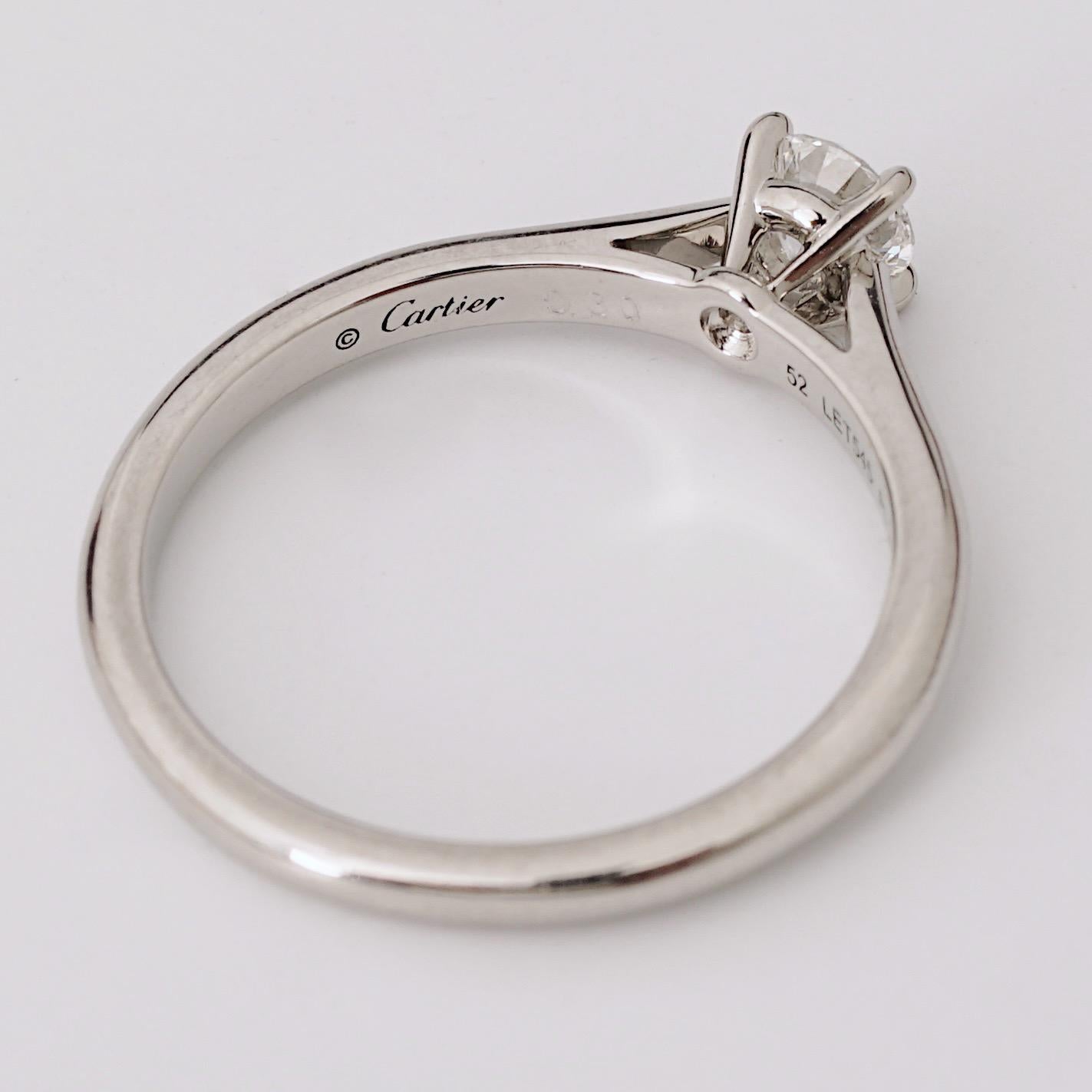 Cartier, Solitario 1895 Anillo de diamantes talla redonda GIA 0,30 quilates E/VS1 1