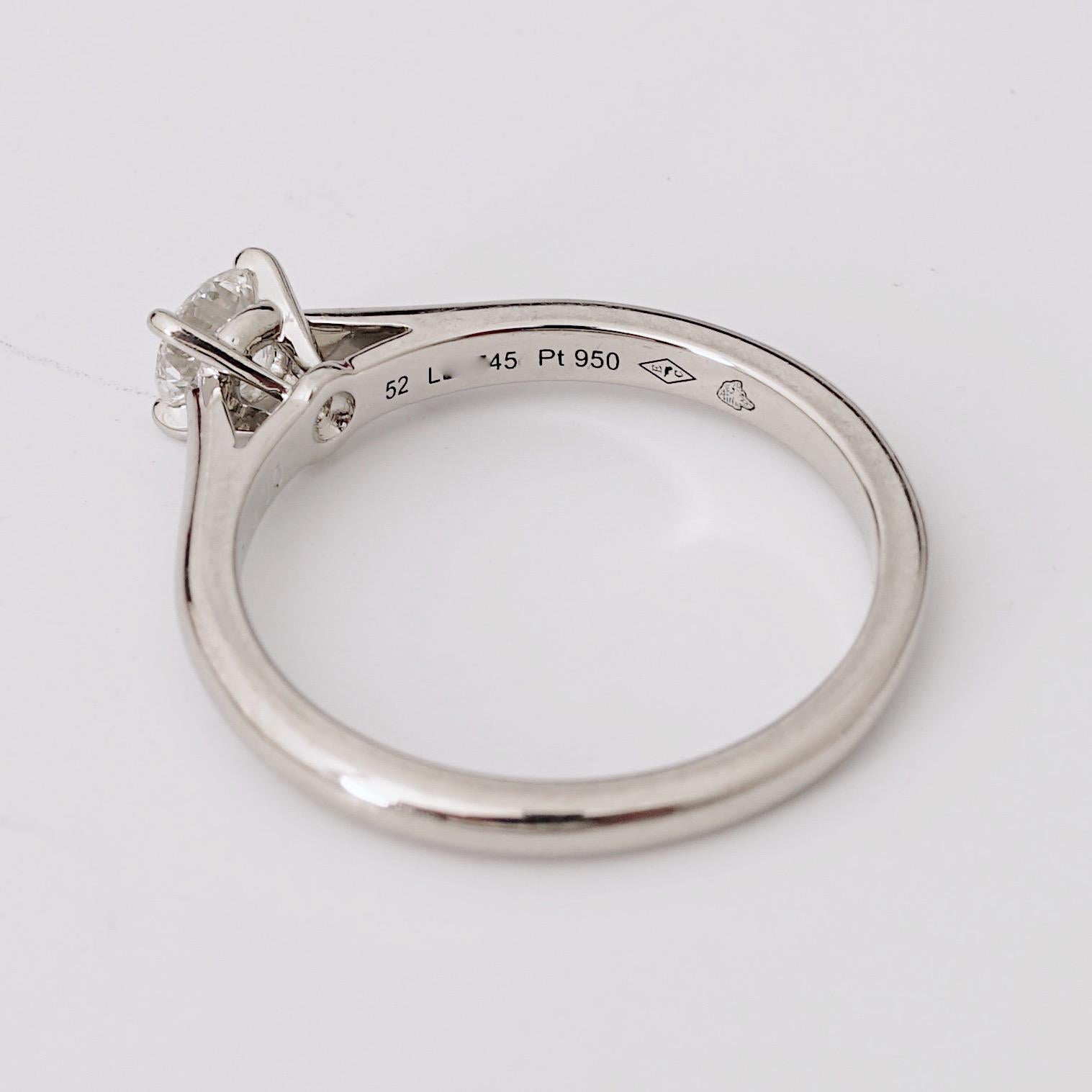 Cartier, Solitario 1895 Anillo de diamantes talla redonda GIA 0,30 quilates E/VS1 2