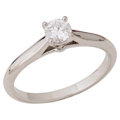 Cartier, Solitaire 1895 Round Cut GIA 0.30 Carat E/VS1 Diamond Ring