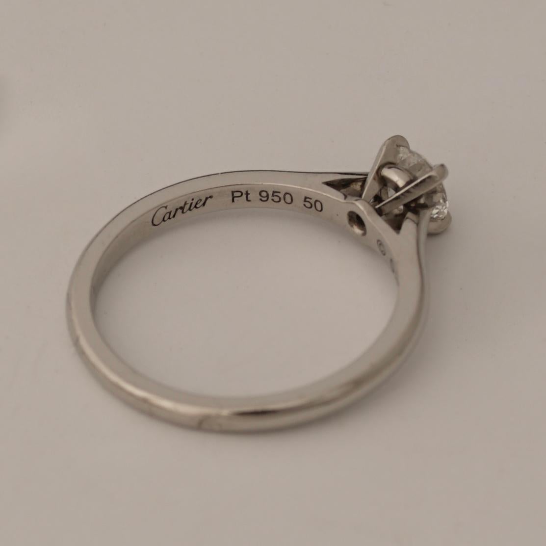 Women's Cartier, Solitaire 1895 Round Cut GIA 0.35 Carat F/IF Diamond Ring