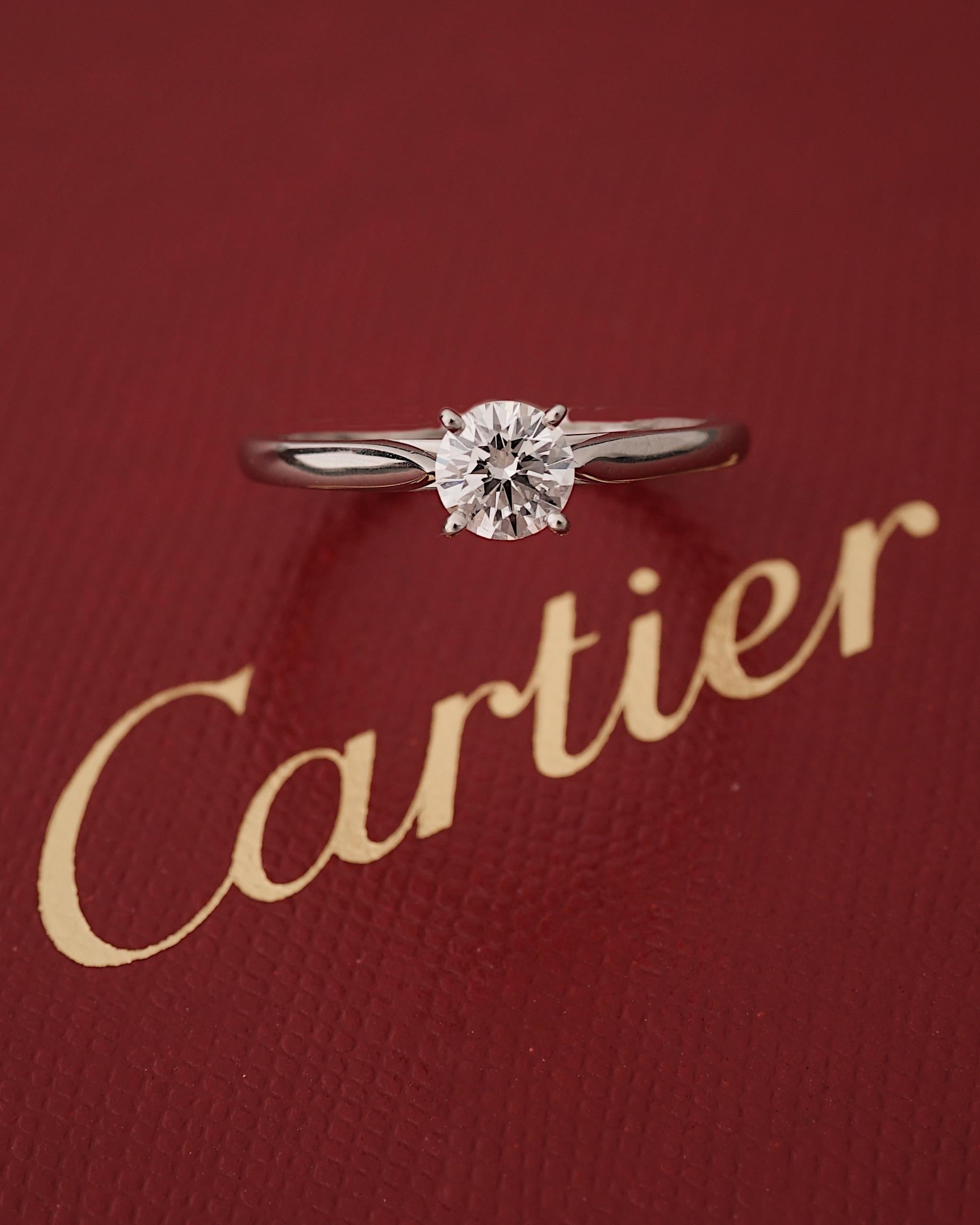 Cartier, Solitaire 1895 Round Cut GIA 0.37 Carat G/VVS2 Diamond Ring In Excellent Condition In Paris, FR