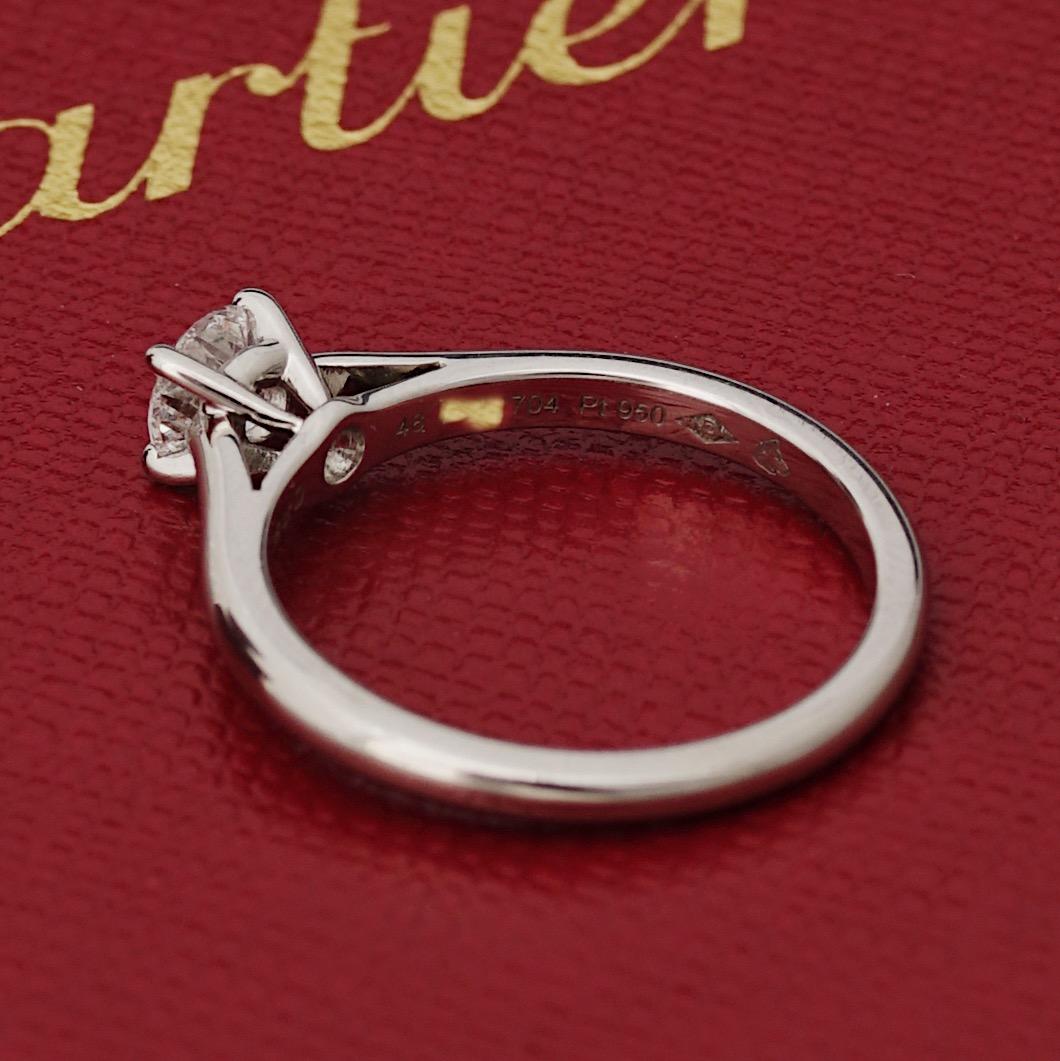 Cartier, Solitario 1895 Anillo de diamantes talla redonda GIA 0,35 quilates F/VVS1 en Excelente Estado en Paris, FR