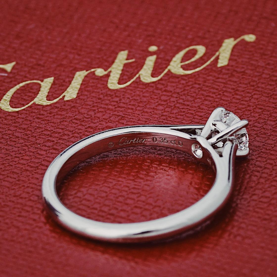 De las mujeres Cartier, Solitario 1895 Anillo de diamantes talla redonda GIA 0,35 quilates F/VVS1