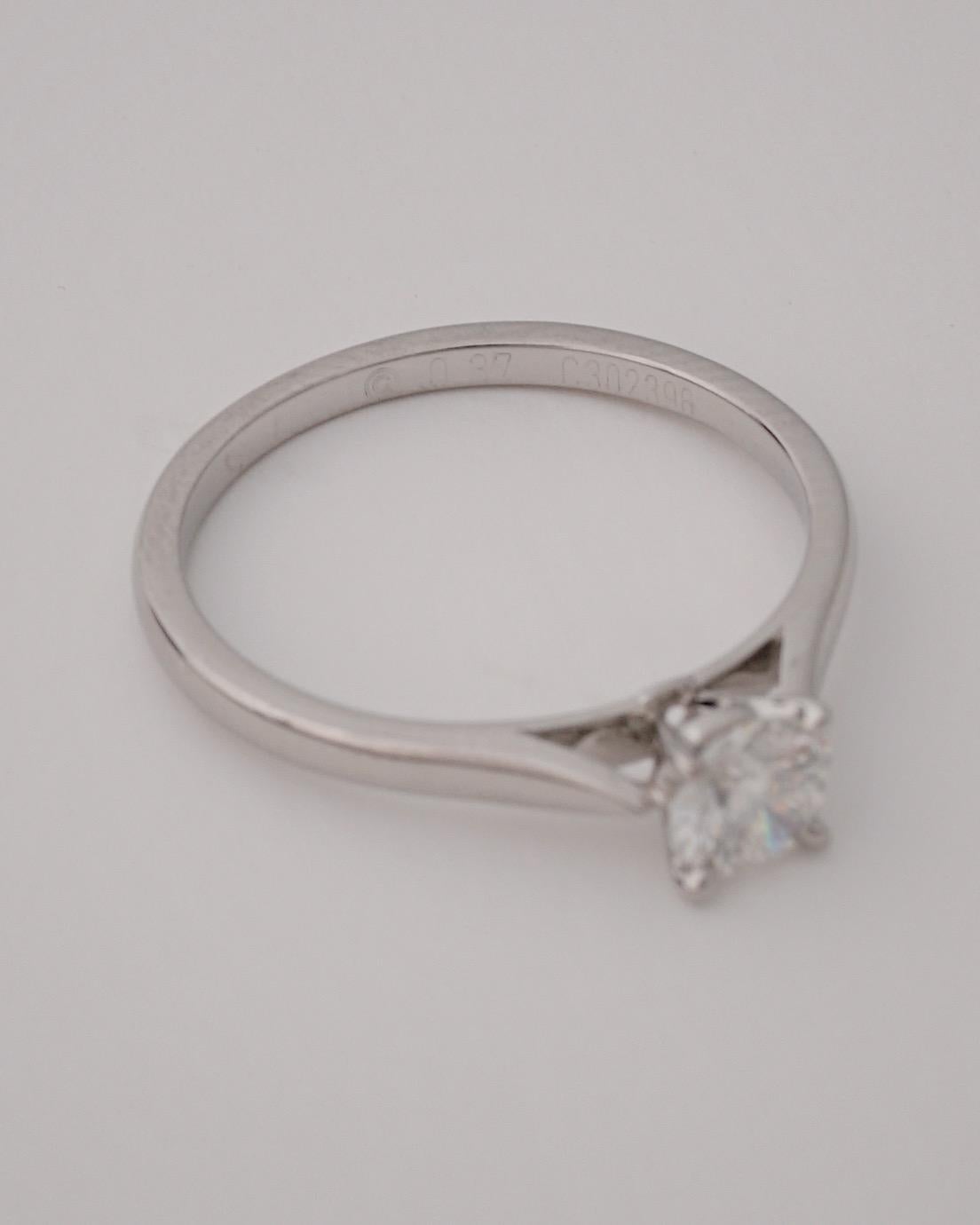 Cartier, Solitaire 1895 Round Cut GIA 0.37 Carat G/VVS2 Diamond Ring 1
