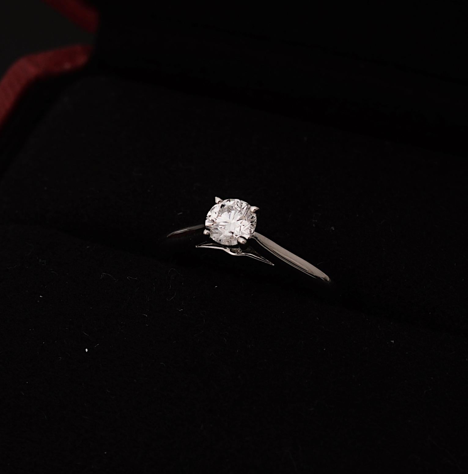 Cartier, Solitario 1895 Anillo de diamantes talla redonda GIA 0,35 quilates F/VVS1 1