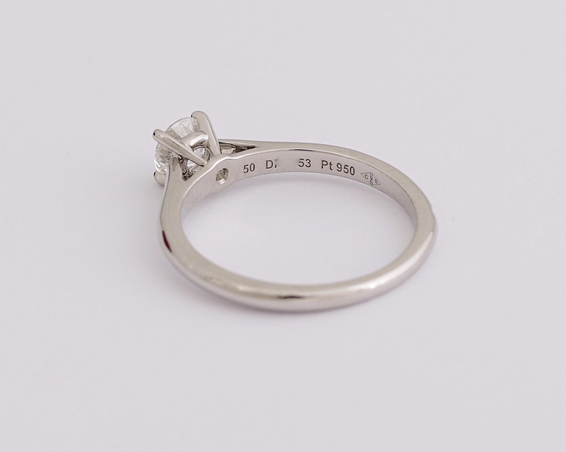 Cartier, Anello con diamante solitario 1895 taglio rotondo GIA 0,41 Carati H/VS1 in vendita 1