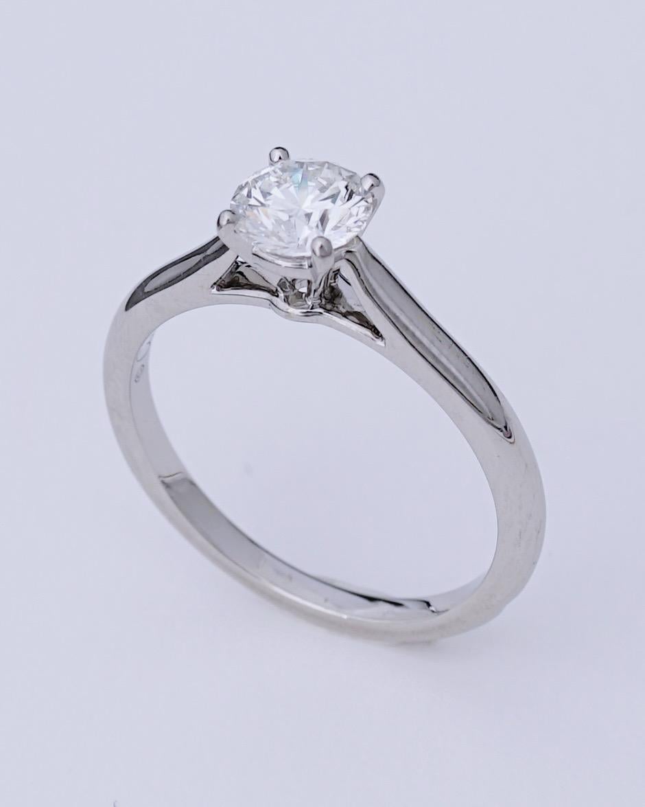 Cartier, Solitario 1895 Anillo de diamantes talla redonda GIA 0,63 quilates H/VS1 Corte redondo