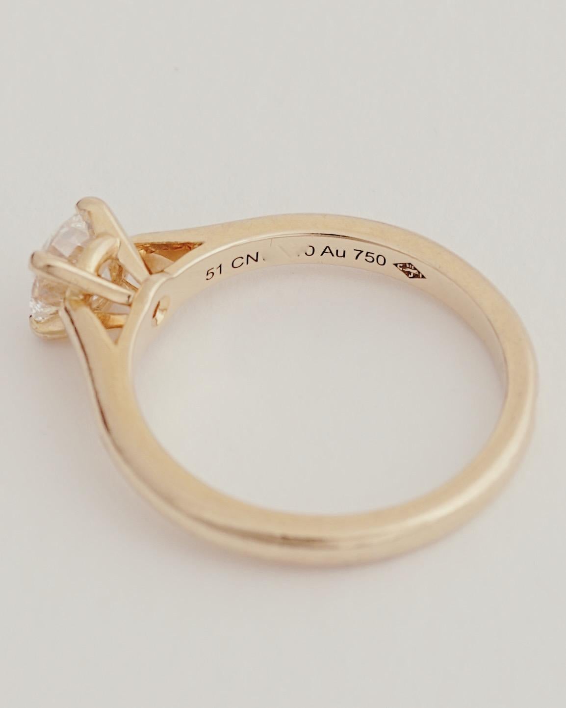 Cartier, bague solitaire en or jaune 1895, diamant taille ronde GIA 0,60 carat H/VS1 en vente 3