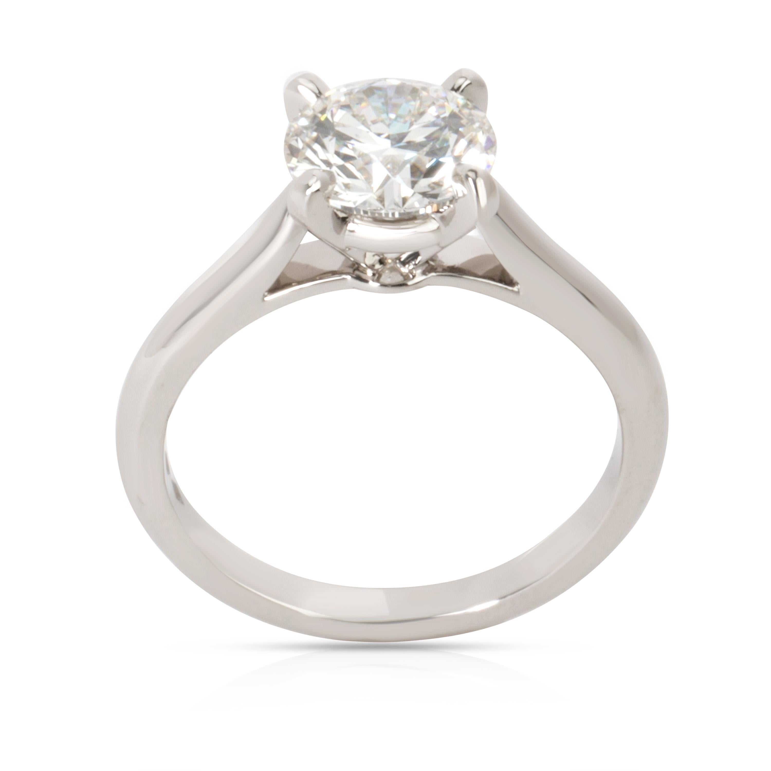 Round Cut Cartier Solitaire Diamond Engagement Ring in Platinum H VS1 1.41 Carat