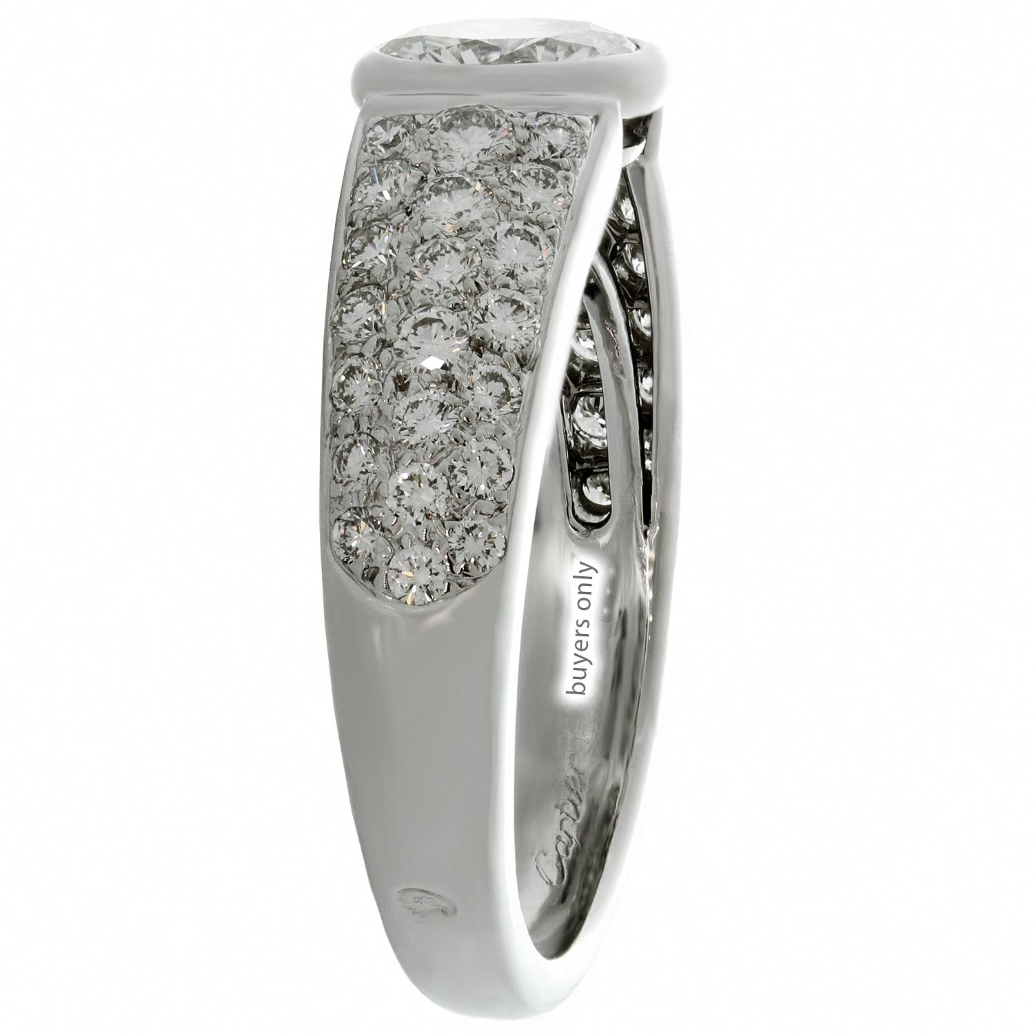 Women's Cartier Solitaire Diamond Pave White Gold Ring GIA EGL Box