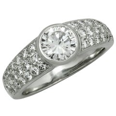 Cartier Solitaire Diamond Pave White Gold Ring GIA EGL Box