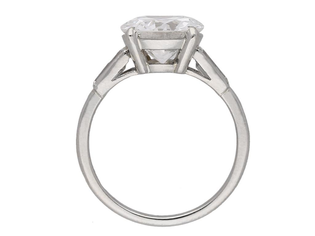 Old European Cut Cartier 3.27 carat Solitaire Diamond Platinum Engagement Ring For Sale