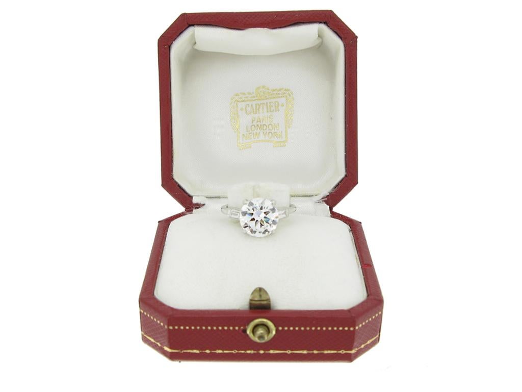 Women's Cartier 3.27 carat Solitaire Diamond Platinum Engagement Ring For Sale