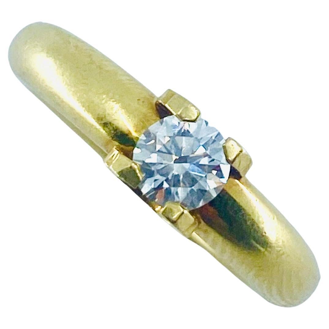 Round Cut Cartier Solitaire Diamond Ring 18k Gold 